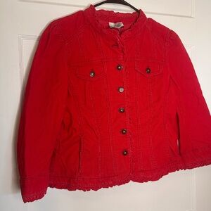 Women's Red Button-Up Denim Jacket